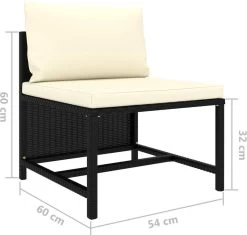 VidaXL 4-delige Loungeset Met Kussens Poly Rattan Zwart -Tuinverzorgings Winkel 1200x1141