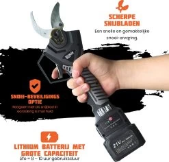 Reichlër® Elektrische Snoeischaar - 40 Mm Snijdiameter - 2x Accu - Anti-cut Functie - Heggenschaar - Takkenschaar - Zwart 12 Reichlër® Elektrische Snoeischaar - 40 Mm Snijdiameter - 2x Accu - Anti-cut Functie - Heggenschaar - Takkenschaar - Zwart -Tuinverzorgings Winkel 1200x1145 5