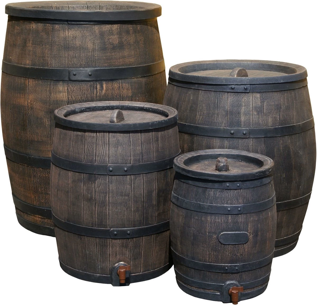 Exellent Regenton Met Voet, Houtlook, 120 Liter, Incl. Regenton Vulautomaat En Kraan 4 Exellent Regenton Met Voet, Houtlook, 120 Liter, Incl. Regenton Vulautomaat En Kraan - Afbeelding 2