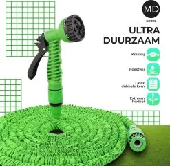 Uitrekbare Tuinslang Tot 15 Meter Van MD-goods ® - Tuinsproeier - Tuin Besproeien - Waterslang - Sproeikop - Groen - Flexibel Elastisch -Tuinverzorgings Winkel 1200x1167 2