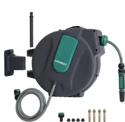 VONROC Automatische Slanghaspel – Incl. 25m Tuinslang, Aansluitslang, Spuitstuk, Koppelingen & Kraanaansluiting -Tuinverzorgings Winkel 1200x1170 4