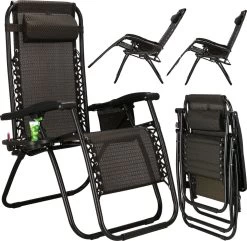 Springos Tuinstoel | Ligstoel | Opvouwbaar | Verstelbaar | Ergonomische Hoofdsteun | Bruin / Zwart -Tuinverzorgings Winkel 1200x1171