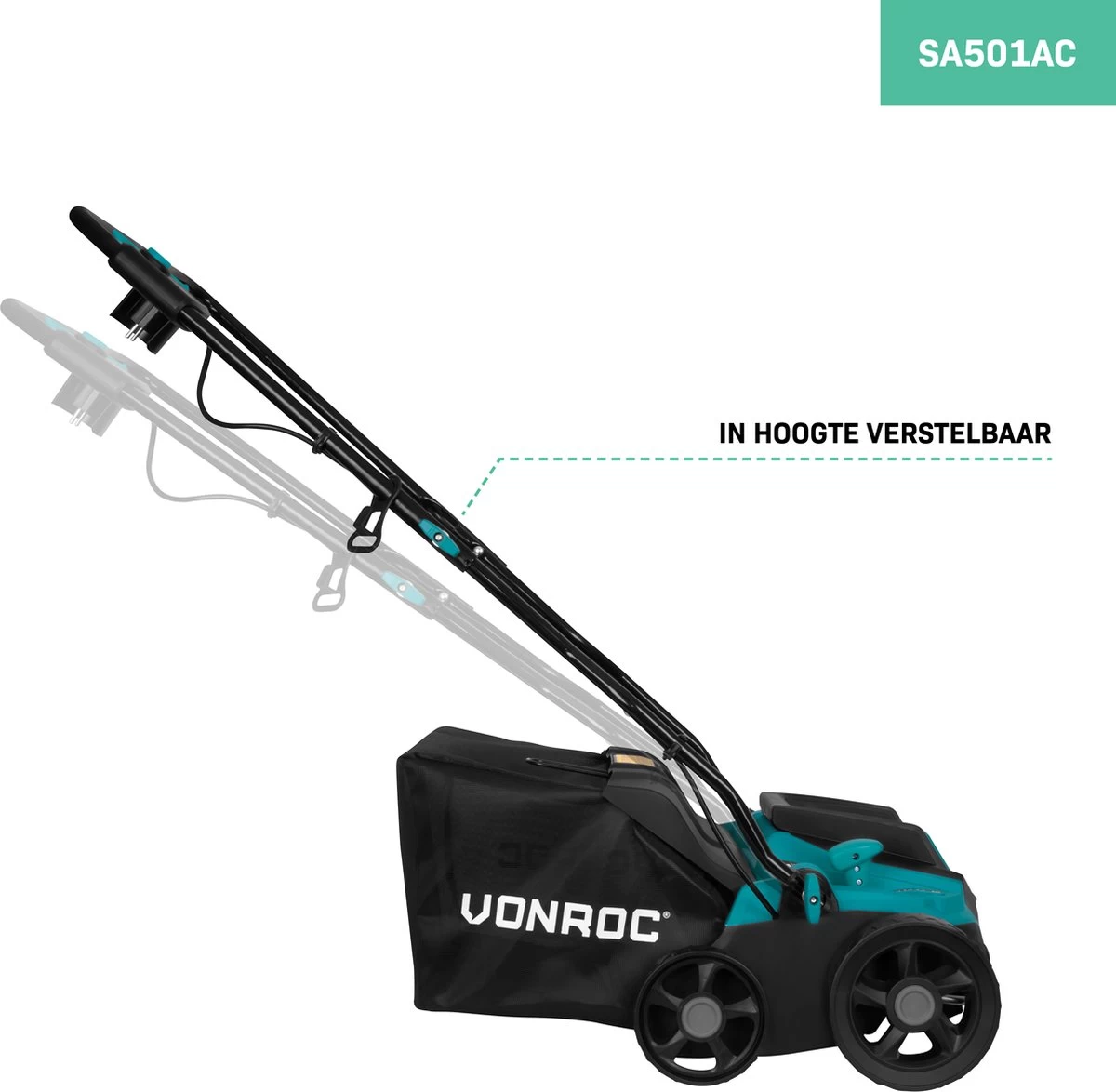 VONROC Elektrische Verticuteermachine - Gazonbeluchter – 1300W – Maaibreedte 320 Mm – 4 Dieptestanden (12/9/6/3 Mm) – Incl. 35L. Opvangbak 8 VONROC Elektrische Verticuteermachine - Gazonbeluchter – 1300W – Maaibreedte 320 Mm – 4 Dieptestanden (12/9/6/3 Mm) – Incl. 35L. Opvangbak - Afbeelding 6