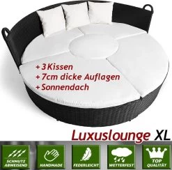 Casaria Polyrattan Zonne-Eiland Ø185cm – Incl. Kussens - Zwart Crème -Tuinverzorgings Winkel 1200x1184 2