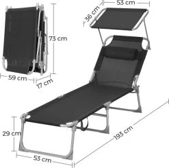 Ligstoel Met Hoofdsteun En Zon Bescherming Verstelbare Rugleuning Inklapbaar Donker Grijs Ligbed Tuin -Tuinverzorgings Winkel 1200x1189 3