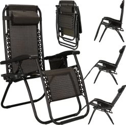 Springos Tuinstoel | Ligstoel | Opvouwbaar | Verstelbaar | Ergonomische Hoofdsteun | Bruin / Zwart -Tuinverzorgings Winkel 1200x1191 1