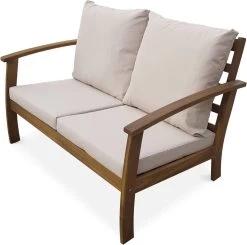 Houten Loungeset 4 Plaatsen - Ushuaïa -ecru Kussens, Bank, Fauteuils En Lage Tafel Van Acacia, Design -Tuinverzorgings Winkel 1200x1192 4