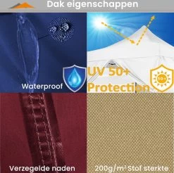 Easy Up Partytent - Partytent - Paviljoen - Partytent Opvouwbaar - Partytent 3x3 - Partytent Met Zijwanden - Inclusief Trolley - Waterdicht - UV 50+ Bescherming - Met Ramen - 16 Kg - Staal - Antraciet - 300 X 300 Cm -Tuinverzorgings Winkel 1200x1195 4