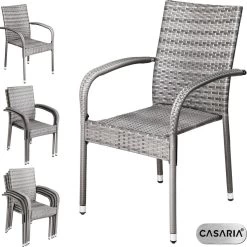Casaria Polyrattan Tuinstoelen – 4 Stuks Stapelbaar – Grijs -Tuinverzorgings Winkel 1200x1198 7