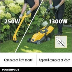 Powerplus POWXG6212T Elektrische Grasmaaier - Grasmachine Voor Kleine En Middelgrote Tuin - 1300W - Maaibreedte 320mm - Verstelbare Maaihoogte - 30L Opvangbak - Incl. Grastrimmer 250W -Tuinverzorgings Winkel 1200x1200 1038