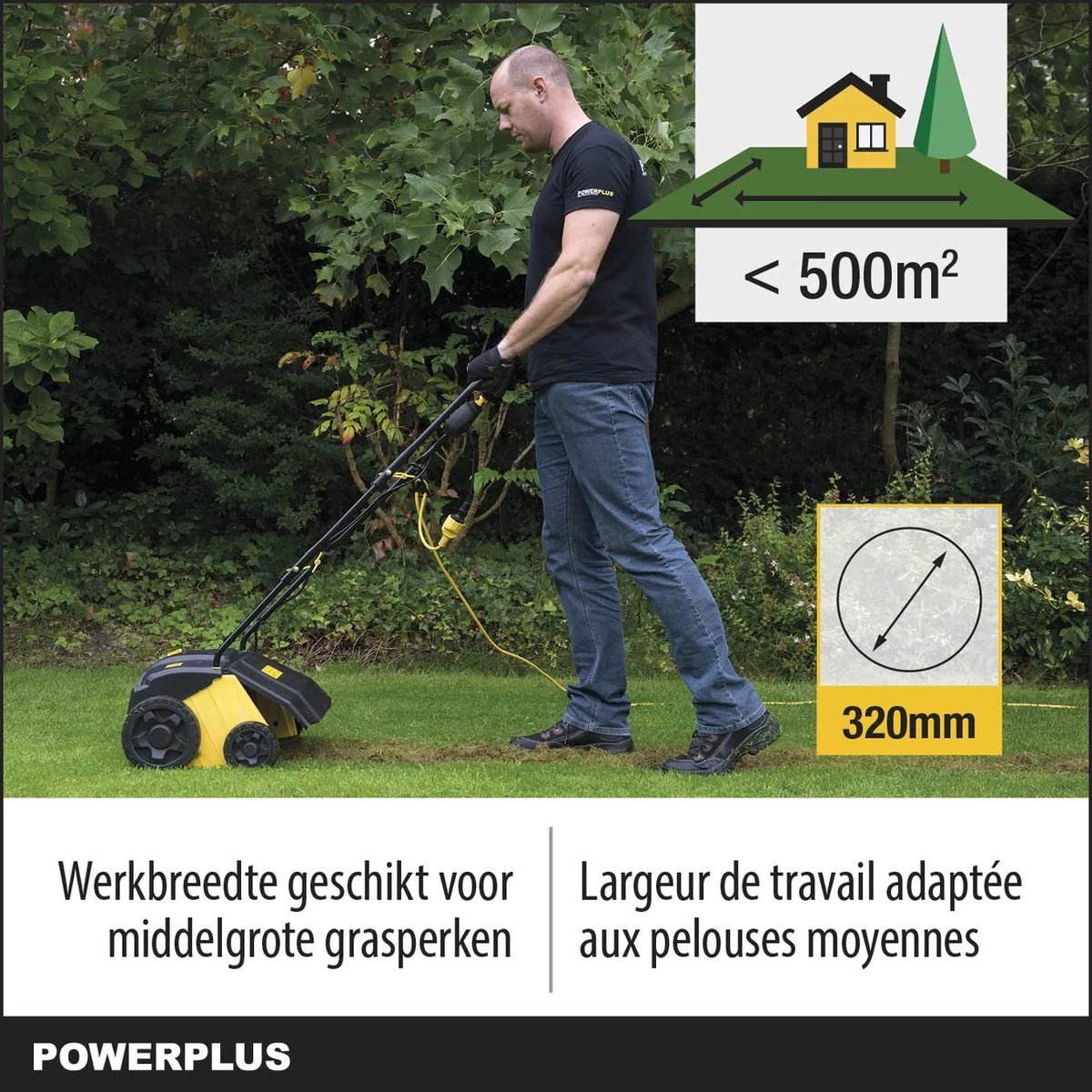Powerplus POWXG7513 Elektrische Verticuteermachine - Mos Verwijderaar - 1400W - 320mm Maaibreedte - 45L Opvangbak - Incl. Gazonbeluchter/grasbeluchter 8 Powerplus POWXG7513 Elektrische Verticuteermachine - Mos Verwijderaar - 1400W - 320mm Maaibreedte - 45L Opvangbak - Incl. Gazonbeluchter/grasbeluchter - Afbeelding 6