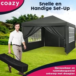 Waterdichte Partytent 3x3 Meter Opvouwbaar Met Zijwanden- Paviljoen Met Zijpanelen - Easy Up - Pop-up Tent Met Haringen, Touw En Anti Slip Poten 15 Waterdichte Partytent 3x3 Meter Opvouwbaar Met Zijwanden- Paviljoen Met Zijpanelen - Easy Up - Pop-up Tent Met Haringen, Touw En Anti Slip Poten -Tuinverzorgings Winkel 1200x1200 107