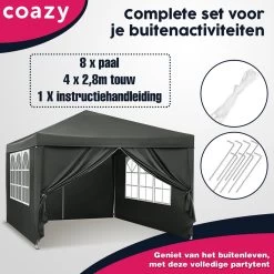 Waterdichte Partytent 3x3 Meter Opvouwbaar Met Zijwanden- Paviljoen Met Zijpanelen - Easy Up - Pop-up Tent Met Haringen, Touw En Anti Slip Poten 16 Waterdichte Partytent 3x3 Meter Opvouwbaar Met Zijwanden- Paviljoen Met Zijpanelen - Easy Up - Pop-up Tent Met Haringen, Touw En Anti Slip Poten -Tuinverzorgings Winkel 1200x1200 108