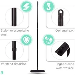 CLEANLY® Rubberen Bezem Met Vloerwisser - Kappersbezem - Zachte Bezem Binnen & Buiten - Vloertrekker Met Steel - 68-150 Cm -Tuinverzorgings Winkel 1200x1200 1148