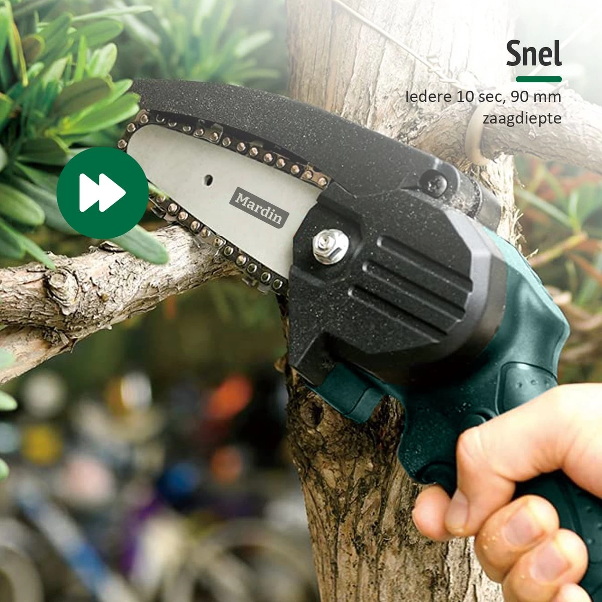 Mardin Mini Kettingzaag - Snoeizaag - Kettingzaag - Kettingzaag Electrisch Met 2 Accu - Inclusief Koffer - 1 Extra Accu - Groen 7 Mardin Mini Kettingzaag - Snoeizaag - Kettingzaag - Kettingzaag Electrisch Met 2 Accu - Inclusief Koffer - 1 Extra Accu - Groen - Afbeelding 5