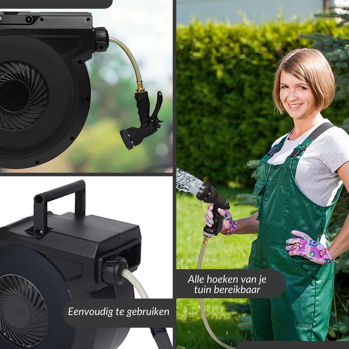 Buxibo - Wandslangenbox 20 Meter + 2 Meter - Tuinslang Met Haspel - 9 Sproei Standen - Slangenhouder 180° Draaibaar - Tuinslanghaspel Zwart+ Gratis Sproeier - Zwart 10 Buxibo - Wandslangenbox 20 Meter + 2 Meter - Tuinslang Met Haspel - 9 Sproei Standen - Slangenhouder 180° Draaibaar - Tuinslanghaspel Zwart+ Gratis Sproeier - Zwart - Afbeelding 8