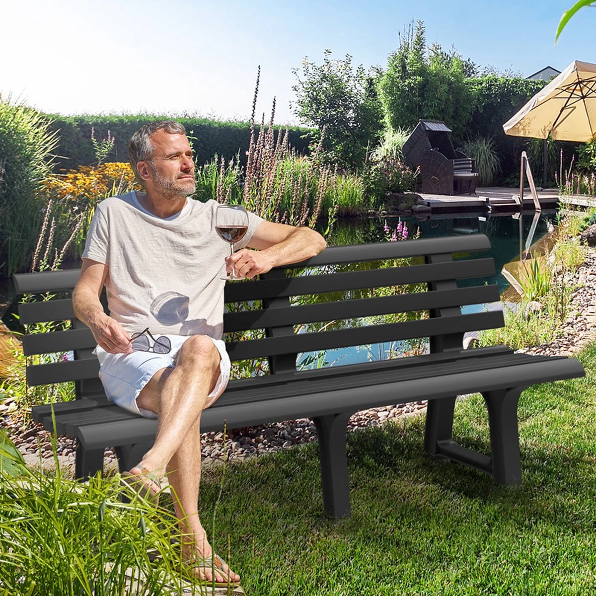 Casaria Tuinbank Orchidea – Kunststof/240kg Belastbaar – Antraciet 8 Casaria Tuinbank Orchidea – Kunststof/240kg Belastbaar – Antraciet - Afbeelding 6