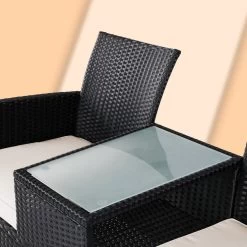 Casaria Polyrattan Tuinbank - Incl. Kussen - 143x55x88 Cm Zwart -Tuinverzorgings Winkel 1200x1200 147