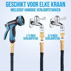 Strex Flexibele Tuinslang 15M Met Sproeikop - Uitrekbaar - Incl. Koppelingen, Ophanghaak & Opbergzak -Tuinverzorgings Winkel 1200x1200 1654