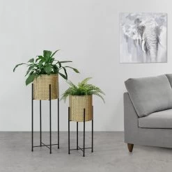 Bloempot Op Standaard Mol Set Van 2 Zwart En Goud -Tuinverzorgings Winkel 1200x1200 1745