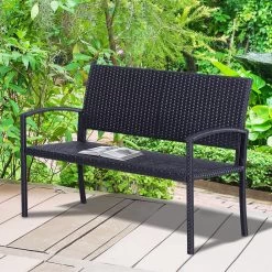 Outsunny Polyrotan Tuinbank 2-zits Parkbank Bank Staal Zwart 867-022 -Tuinverzorgings Winkel 1200x1200 193