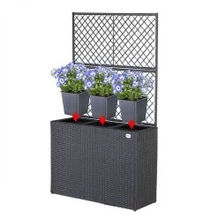 Casaria Polyrattan Plantenbak - Met Klimoprek - 3 Bakken Zwart -Tuinverzorgings Winkel 1200x1200 1989