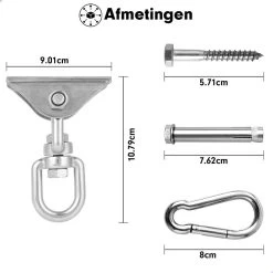 Luxe Ophangsysteem - 180° Schommelen, 360° Roteerbaar - Plafondhaak - Ophanghaak - Hangstoel Buiten - Hangstoel Binnen – Schommelstoel - Schommel - Bokszakken - RVS - Nederlandse Handleiding - -Tuinverzorgings Winkel 1200x1200 202