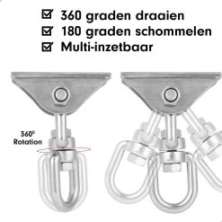 Luxe Ophangsysteem - 180° Schommelen, 360° Roteerbaar - Plafondhaak - Ophanghaak - Hangstoel Buiten - Hangstoel Binnen – Schommelstoel - Schommel - Bokszakken - RVS - Nederlandse Handleiding - -Tuinverzorgings Winkel 1200x1200 204