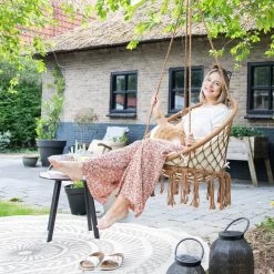 Vita5 Macramé Hangstoel - Voor Binnen En Buiten - Zonder Standaard - Incl. Kussen, Boekenvak En Beschermhoes - Tot 150kg - Bruin/Beige -Tuinverzorgings Winkel 1200x1200 236