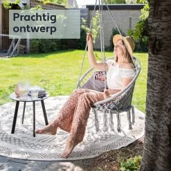 Vita5 Macramé Hangstoel - Voor Binnen En Buiten - Zonder Standaard - Incl. Kussen, Boekenvak En Beschermhoes - Tot 150kg - Grijs 17 Vita5 Macramé Hangstoel - Voor Binnen En Buiten - Zonder Standaard - Incl. Kussen, Boekenvak En Beschermhoes - Tot 150kg - Grijs -Tuinverzorgings Winkel 1200x1200 240