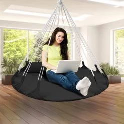 Hangnest Voor Binnen & Buiten. Met Groot En Dik Kussen Voor Volwassenen & Kinderen. Belastbaar Tot 125 Kg. VITA5 (Zwart) -Tuinverzorgings Winkel 1200x1200 252