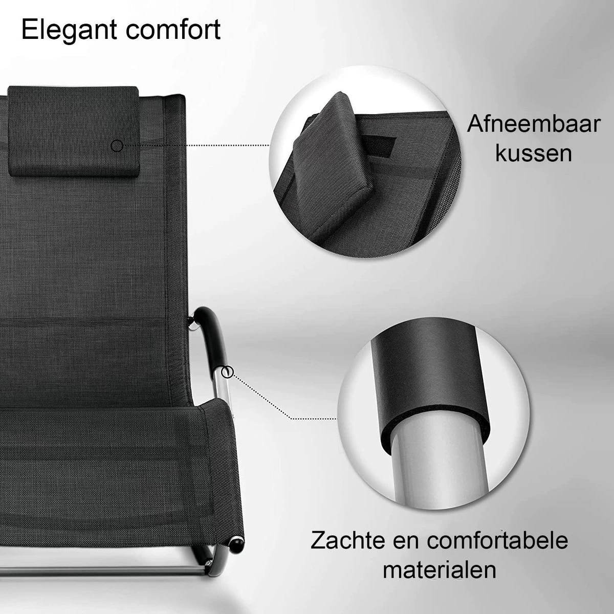 Sens Design Zonnebed - Ligbed - Weerbestendig - Zwart 4 Sens Design Zonnebed - Ligbed - Weerbestendig - Zwart - Afbeelding 2