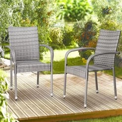 Casaria Polyrattan Tuinstoelen – 4 Stuks Stapelbaar – Grijs -Tuinverzorgings Winkel 1200x1200 286