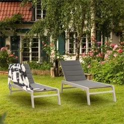 Blumfeldt Renazzo Lounge Ligstoel - Ligbed Voor De Tuin - Aluminium Tuinstoel - 6 Standen - Waterafstotend - Bekleding Van 70 % Pvc En 30 % Polyetheen - Grijs -Tuinverzorgings Winkel 1200x1200 313
