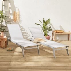 ELSA - Set Van 2 Ligstoelen Van Aluminium En Textileen, Ligbed Multipositioneel Met Wieltjes, Kleur Grijs/lichtgrijs -Tuinverzorgings Winkel 1200x1200 315