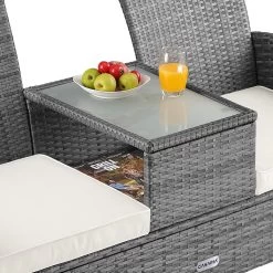 Casaria Polyrattan Tuinbank - Incl. Tafel & Kussens 7 Cm - Grijs -Tuinverzorgings Winkel 1200x1200 32