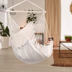 Potenza® Hangstoel – RUIM & COMFORTABEL - Binnen Of Buiten - 130x160 Cm - Belastbaar Tot 150 Kg - Incl. Bevestigingset Buiten – Creme -Tuinverzorgings Winkel 1200x1200 338