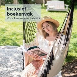 Vita5 XXL Hangstoel | Binnen&Buiten Hangnest | Incl. 2 Kussens En Boekenvak | Volwassenen&Kinderen | Hangmatstoel Tot 225kg | Beige -Tuinverzorgings Winkel 1200x1200 341