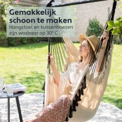 Vita5 XXL Hangstoel | Binnen&Buiten Hangnest | Incl. 2 Kussens En Boekenvak | Volwassenen&Kinderen | Hangmatstoel Tot 225kg | Beige -Tuinverzorgings Winkel 1200x1200 342