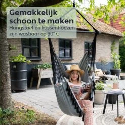 Vita5 XXL Hangstoel | Binnen&Buiten Hangnest | Incl. 2 Kussens En Boekenvak | Volwassenen&Kinderen | Hangmatstoel Tot 225kg | Grijs -Tuinverzorgings Winkel 1200x1200 349
