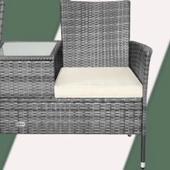 Casaria Polyrattan Tuinbank - Incl. Tafel & Kussens 7 Cm - Grijs -Tuinverzorgings Winkel 1200x1200 35