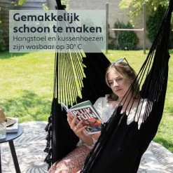 Vita5 XXL Hangstoel - Binnen&Buiten Hangnest - Incl. 2 Kussens En Boekenvak - Volwassenen&Kinderen - Hangmatstoel Tot 225kg - Zwart -Tuinverzorgings Winkel 1200x1200 363