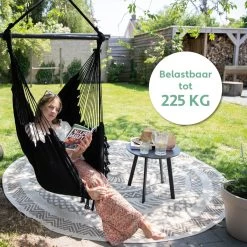 Vita5 XXL Hangstoel - Binnen&Buiten Hangnest - Incl. 2 Kussens En Boekenvak - Volwassenen&Kinderen - Hangmatstoel Tot 225kg - Zwart -Tuinverzorgings Winkel 1200x1200 364