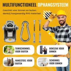Itstrong® Plafondhaak Ophangsysteem Voor Binnen & Buiten – Ophanghaak Voor Bokszak – Schommel – Schommelstoel – Hangstoel - RVS -Tuinverzorgings Winkel 1200x1200 375
