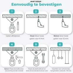 AVINT GOODS RVS Ophangsysteem Plafondhaak Bokszak – Schroefhaak & Ophanghaak Hangstoel – Muurhaak Binnen & Buiten - 550KG -Tuinverzorgings Winkel 1200x1200 383