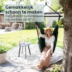 Vita5 XXL Hangstoel | Binnen&Buiten Hangnest | Incl. 2 Kussens En Boekenvak | Volwassenen&Kinderen | Hangmatstoel Tot 225kg | Donkergroen -Tuinverzorgings Winkel 1200x1200 39