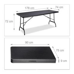 MaxxGarden Vouwtafel - Zwart - Rotanlook - 180x75x74 Cm -Tuinverzorgings Winkel 1200x1200 43