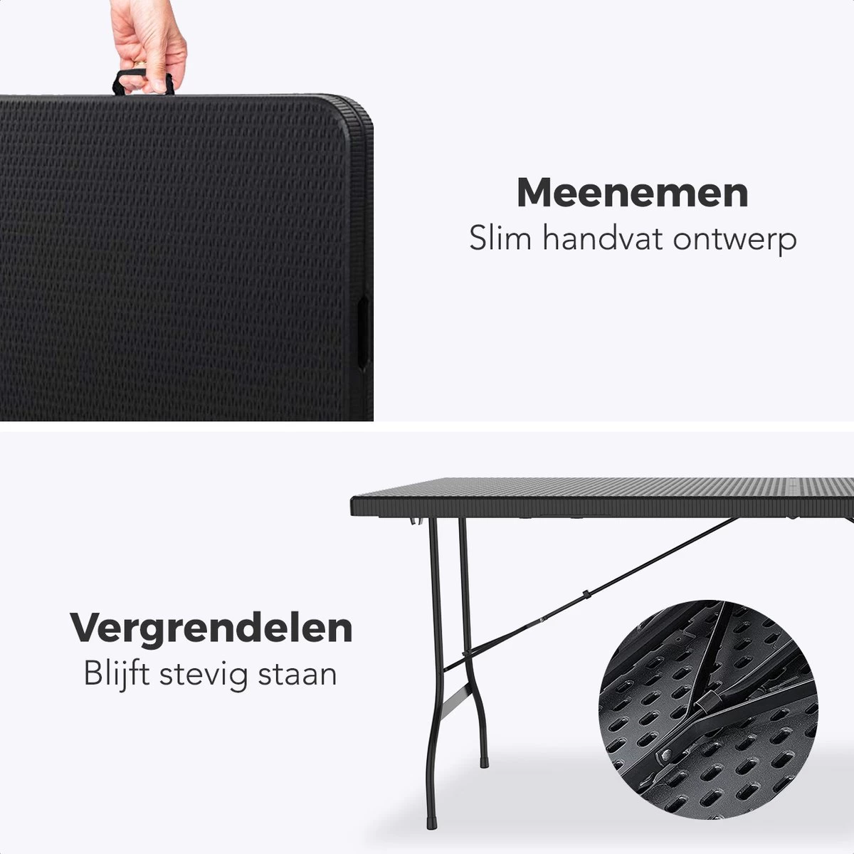 LifeGoods Klaptafel - Inklapbaar - 180 Cm - 6 Tot 8 Personen - Zwart 7 LifeGoods Klaptafel - Inklapbaar - 180 Cm - 6 Tot 8 Personen - Zwart - Afbeelding 5