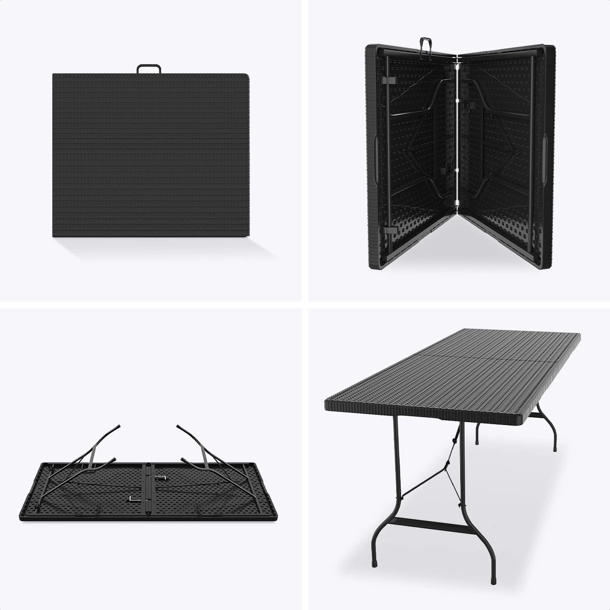 LifeGoods Klaptafel - Inklapbaar - 180 Cm - 6 Tot 8 Personen - Zwart 12 LifeGoods Klaptafel - Inklapbaar - 180 Cm - 6 Tot 8 Personen - Zwart - Afbeelding 10