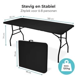 LifeGoods Klaptafel - Inklapbaar - 70x180cm - Verstelbare Vouwtafel - Weerbestendig - Zwart -Tuinverzorgings Winkel 1200x1200 448